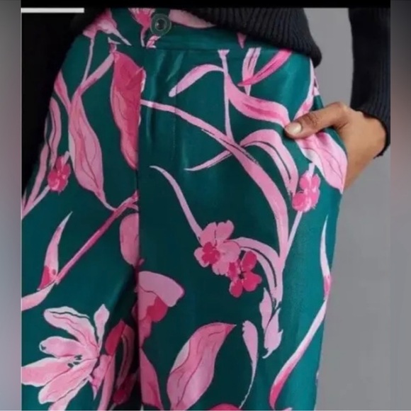 Anthropologie Breezy Printed Straight Pants Floral Size 2 Womens NEW (NWOT) - Picture 3 of 6
